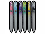Color glass nail files with Swarovski crystals