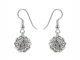 Drop earrings with Swarovski crystal mesh ball