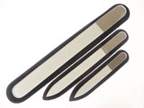 Plain clear glass nail files in velvet pouch