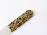 Glass nail file with animal print label