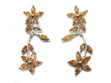 Earrings, gold plated metal, Zircon gemstone