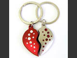 Two heart shaped key rings with Swarovski crystals