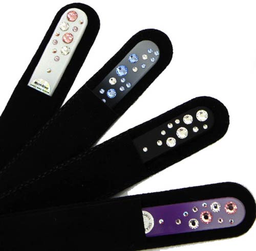 Glass nail files with crystals