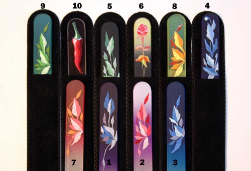 flower designs for glass painting. Crystal and glass nail files